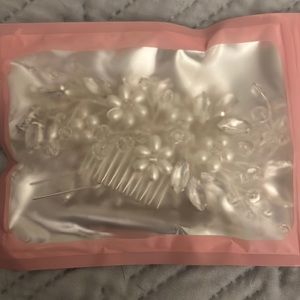 Unopened wedding hair accessories white and silver